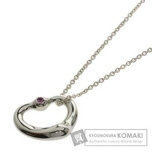 Tiffany Co Open Heart Pink Sapphire Necklace Silver